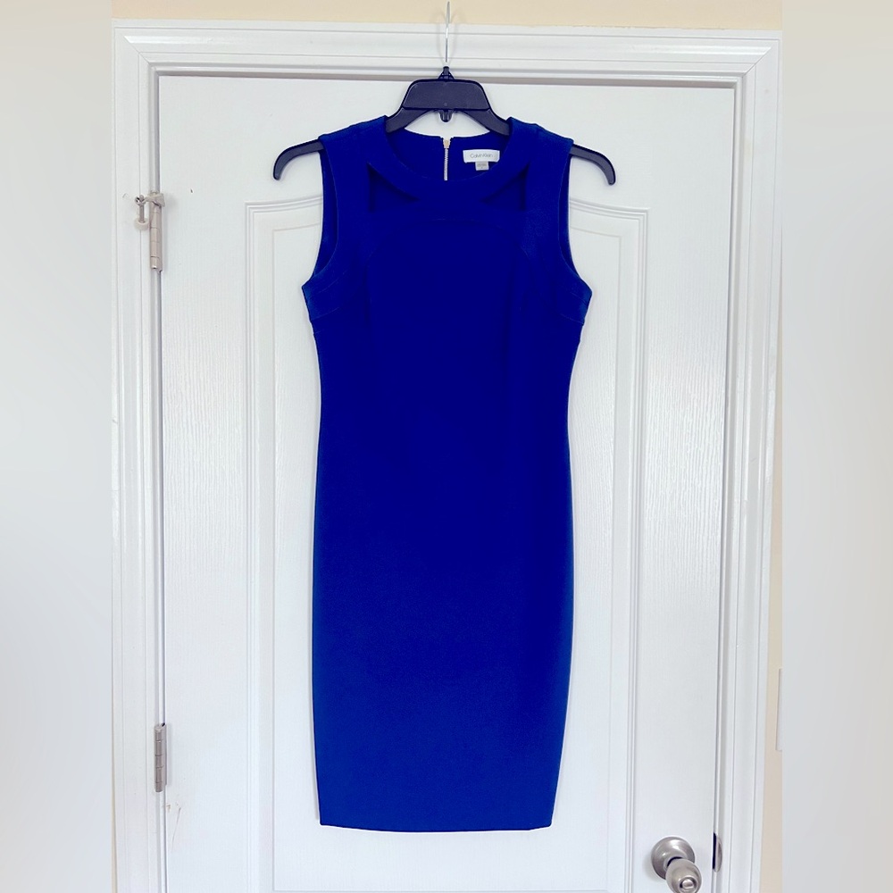 Calvin Klein Blue Dress with unique cut-out neckline